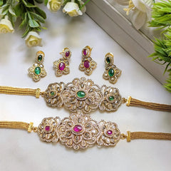 South Indian AD Jewelry Collection – Gold Plated High Quality Set Cosmia