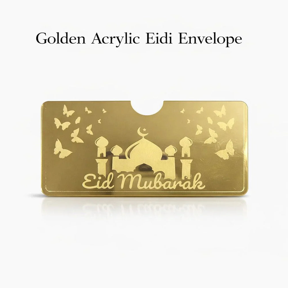 Golden acrylic golden envelope Cosmia.pk