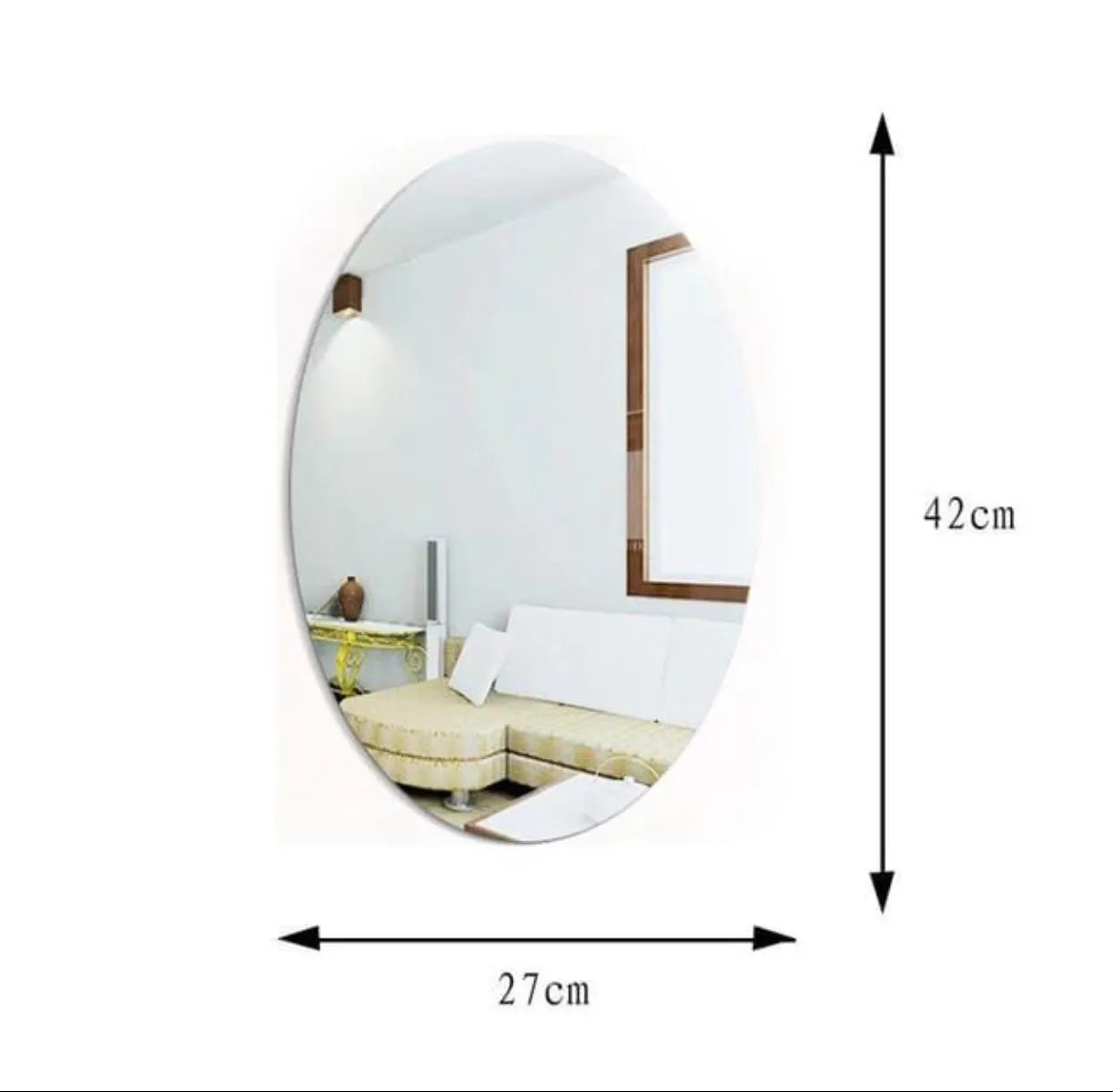 Oval Acrylic Mirror Wall Sticker Cosmia.pk