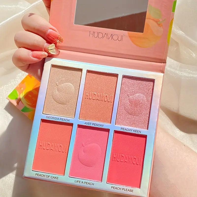 6 Color Hudamoji Bellini Blush + Highlighter Palette Huda Moji