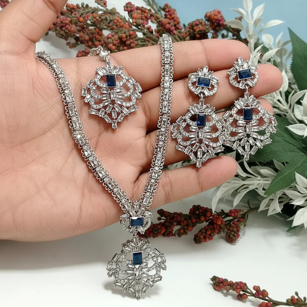 Zircon Necklace Set – Necklace, Earrings & Tikka Cosmia