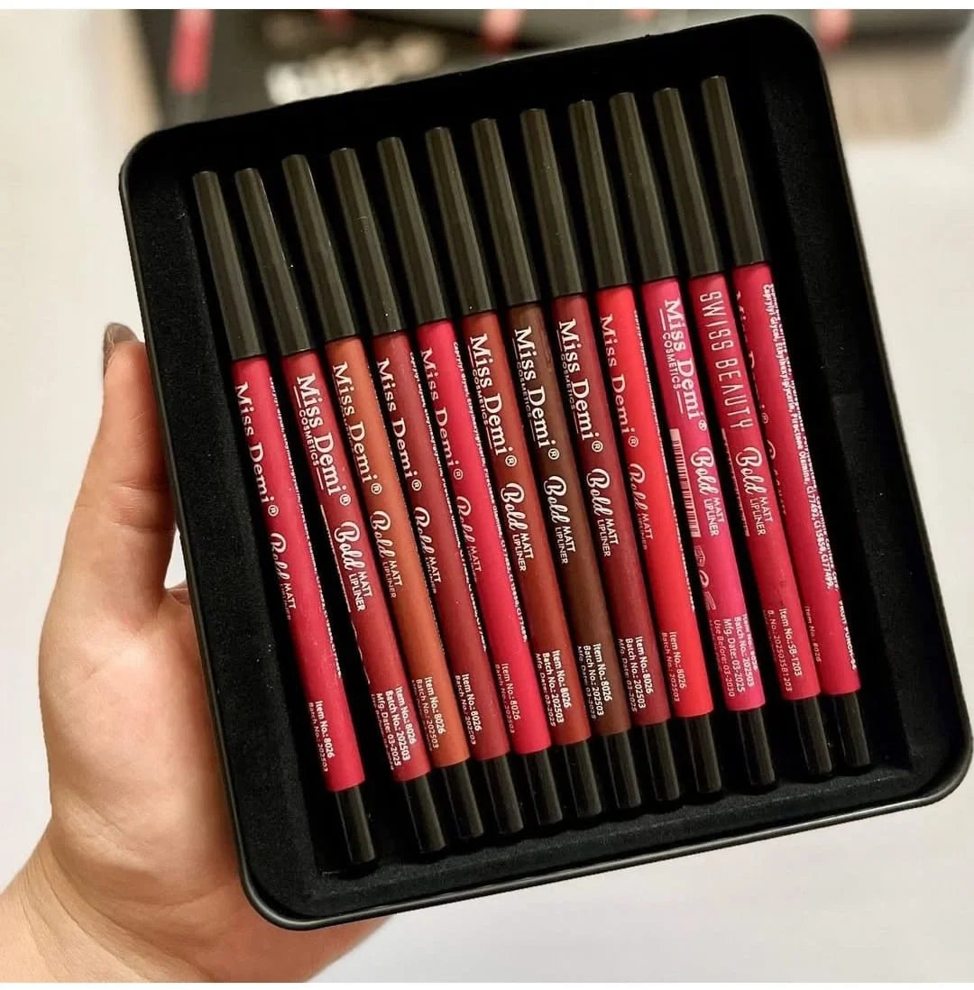 Miss Demi Kiss Matte Lipliner 12- Pcs Set Miss Demi