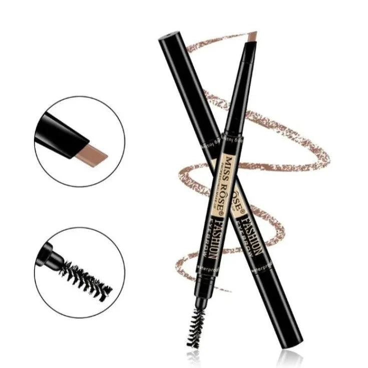 Miss Rose Double Head Long Lasting Waterproof Eye Brow Pencil & Brush - 2 - in - 1 Miss Rose