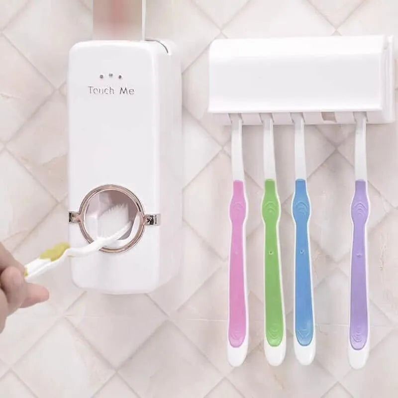 Touch Me Press Toothpaste Dispenser With Toothbrush Holder Cosmia.pk