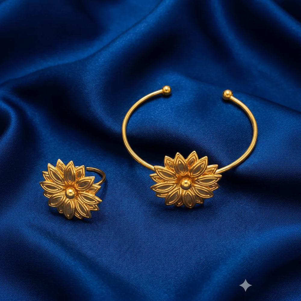 Cata Vassalo Sunflower gold-tone floral jewellery Cosmia.pk
