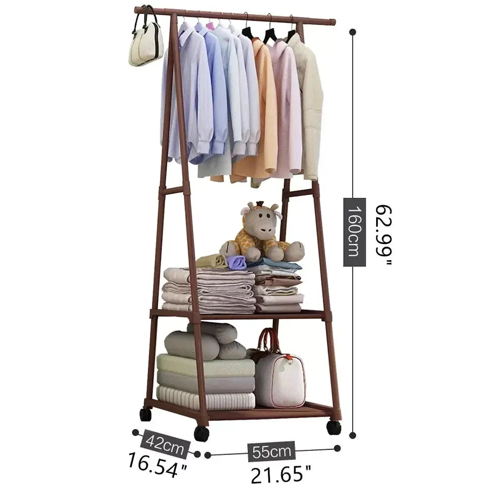 Clothes Rack Small Metal Garment Rack with Shelves and Rolling Wheels Cosmia.pk