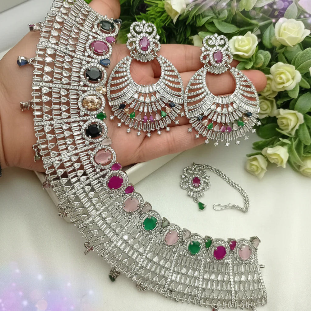 Silver Multi Necklace set Cosmia