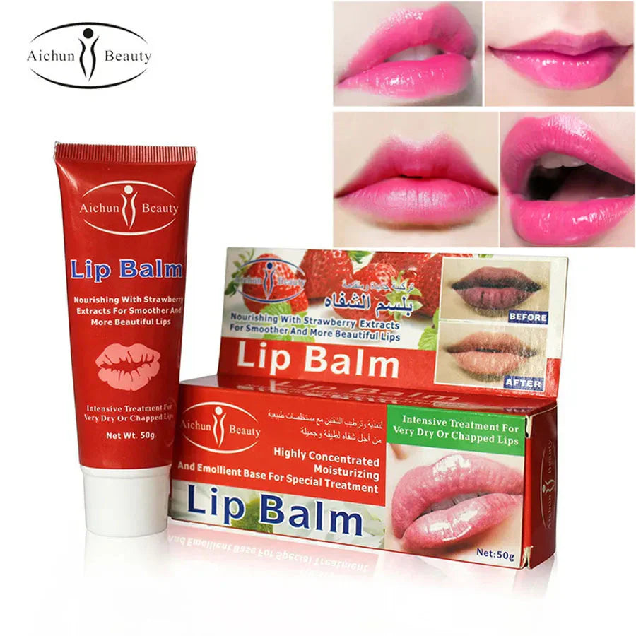Aichun Beauty lip balm moisturizing and soothing lips with strawberry Aichun Beauty