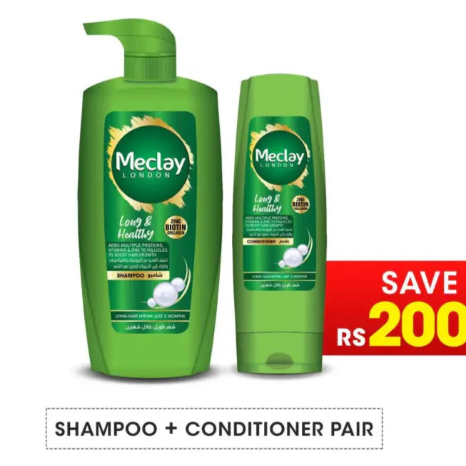Meclay London Long & Healthy Shampoo - 660ml + Conditioner Pair Box (Save Rupees 200) Meclay London