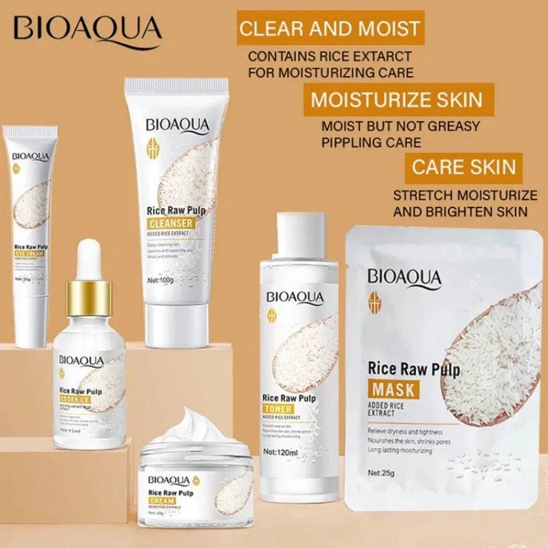 6 in 1 Bioaqua Rice Pulp Glow Moisturizing Skin Set Bioaqua