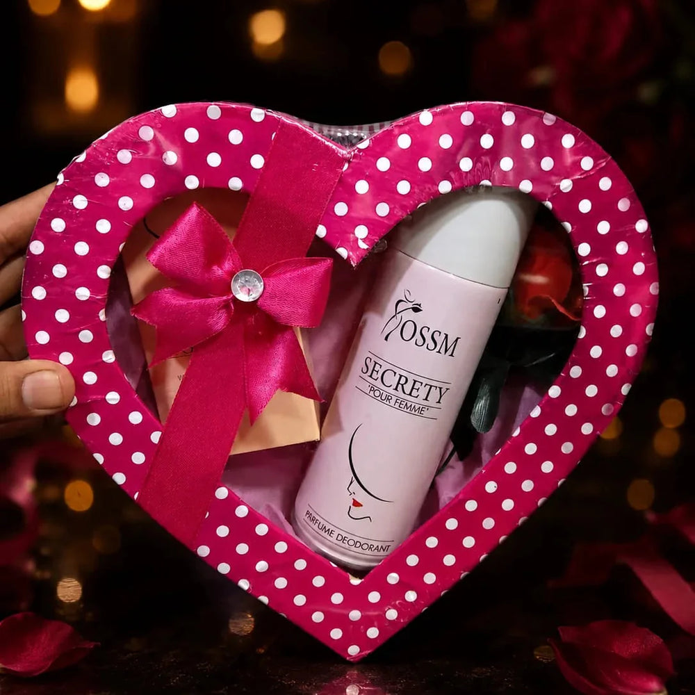 Heart Shape Gift Pack 2 Pcs Perfume 35ml + 200ml Body Spray Set Cosmia.pk