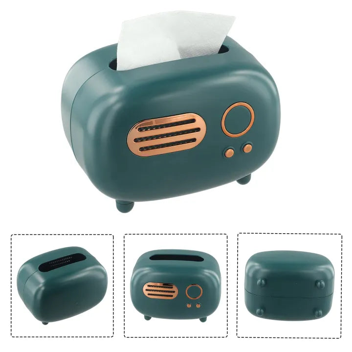 Retro Radio Tissue Box - Vintage Style Desktop Tissue Holder Cosmia.pk