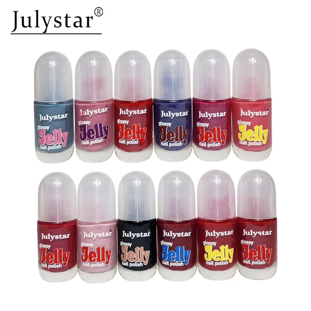 Julystar Glossy Jelly Peel off Nail Polish (Pack of 12Pcs) JulyStar