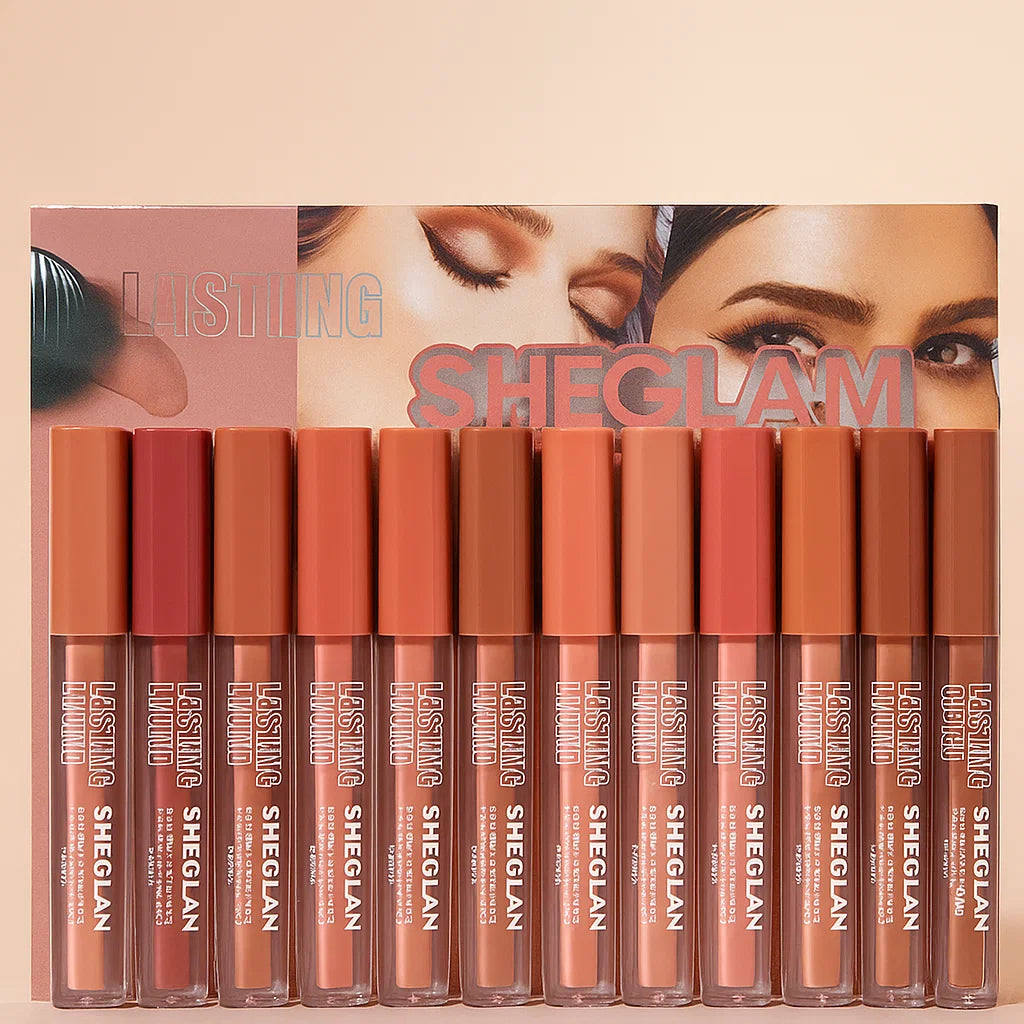 Sheglan Matte Long Lasting Cover Lip Glosses - 12 Pcs Set Siheglan