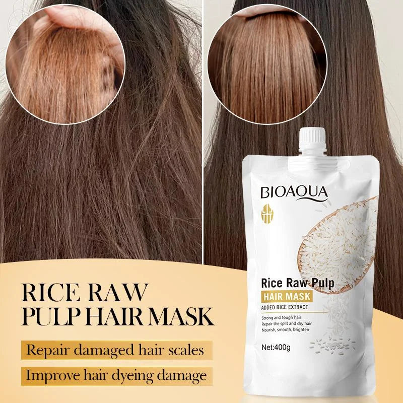 Bioaqua Rice Pulp Hair Mask Smooth - 400g Bioaqua