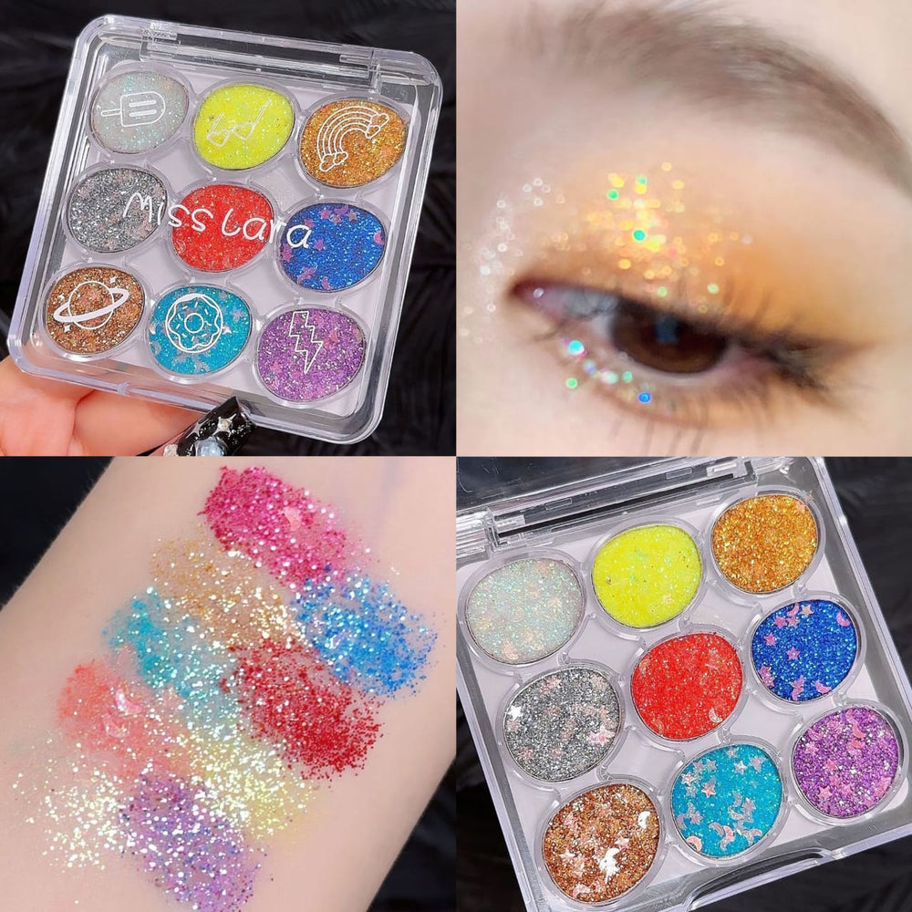 Miss Lara Cream Glitter Eyeshadow Palette - 9 Color Miss Lara