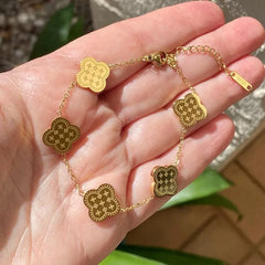 Gold-Plated Stainless Steel Clover Bracelet Cosmia