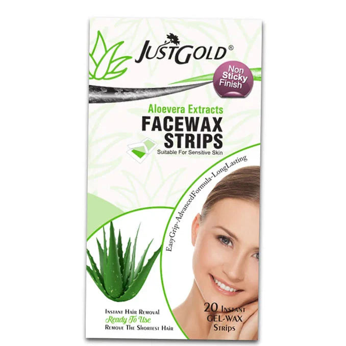 Justgold’s Face Wax Strips - Aloevera Extracts (20 Strips) Just Gold