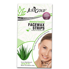 Justgold’s Face Wax Strips - Aloevera Extracts (20 Strips) Just Gold