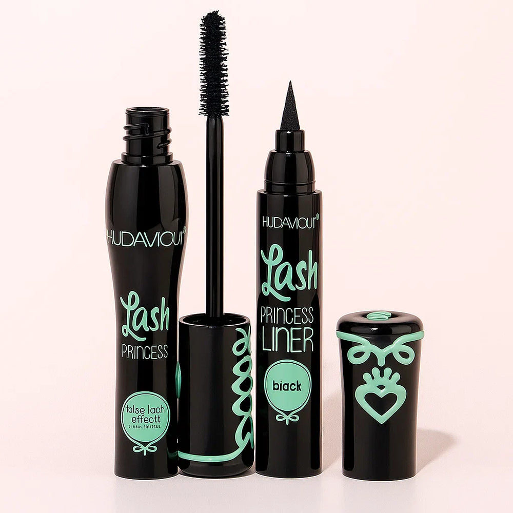 2 in 1 HudaMoji Princess False lash effect Mascara (green case) Black Hudamoji