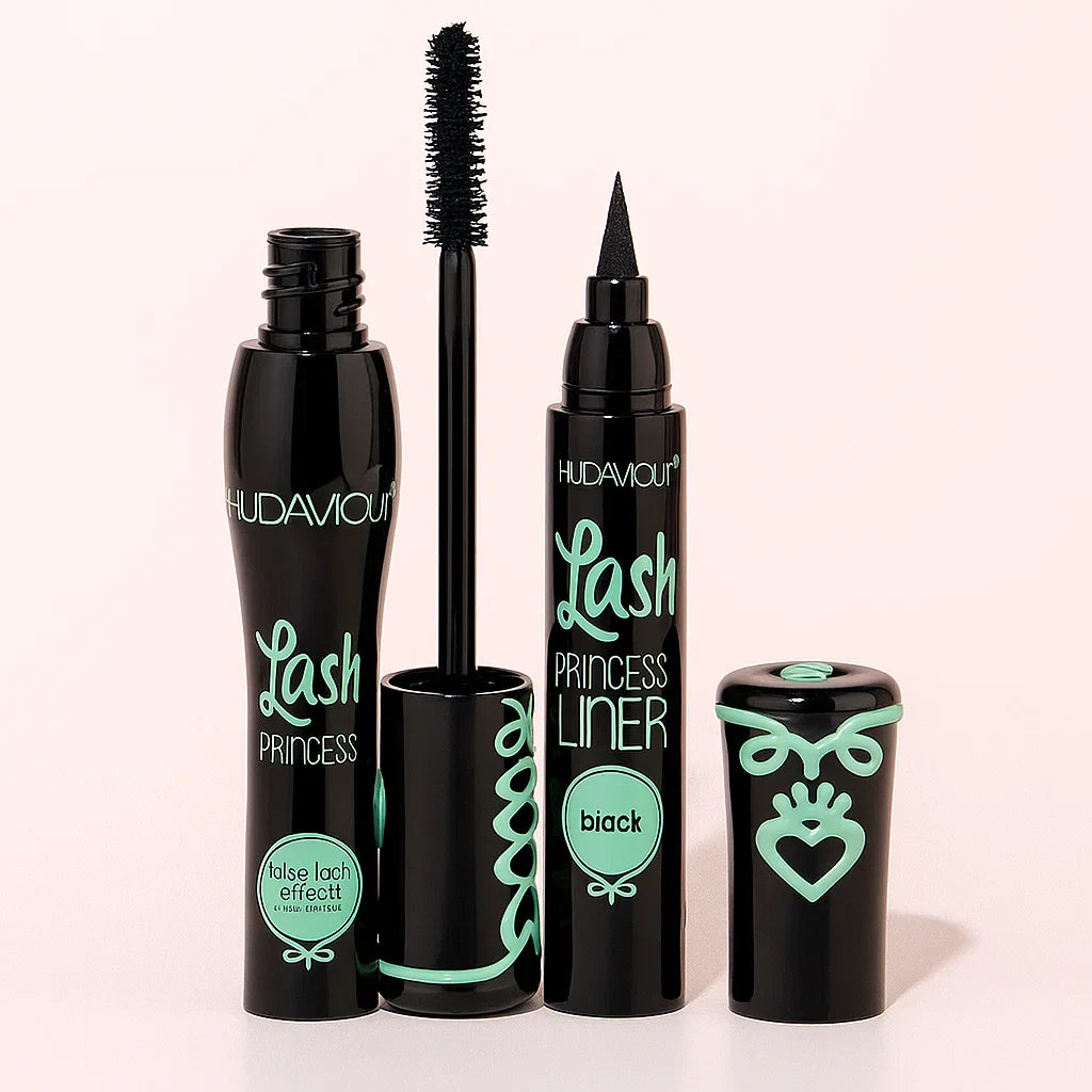 2 in 1 HudaMoji Princess False lash effect Mascara (green case) Black Hudamoji