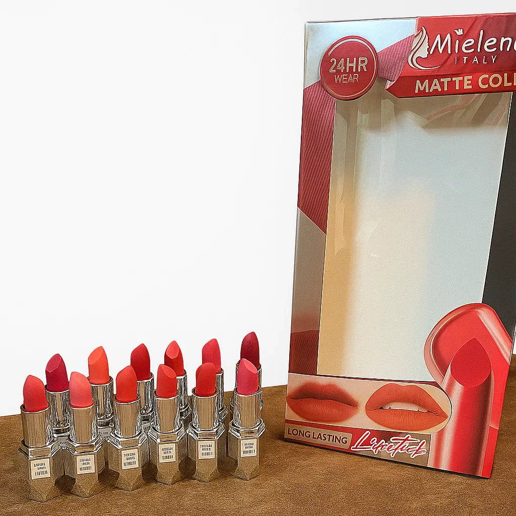 Mielena 24HR Wear Matte Lipstick  - 12 Pcs Set Mielena