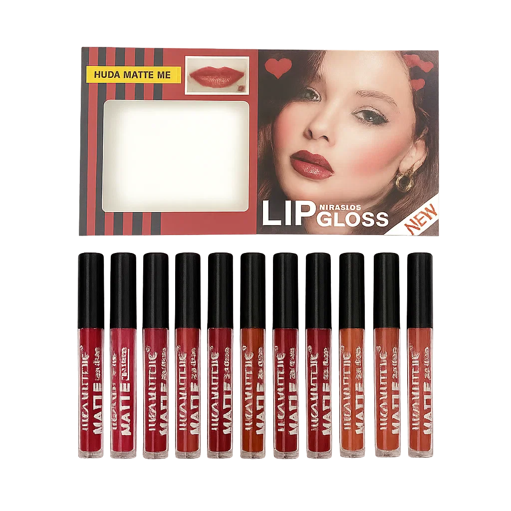 Huda Matte me New Color Lip Gloss - 12 Pcs Huda Beauty