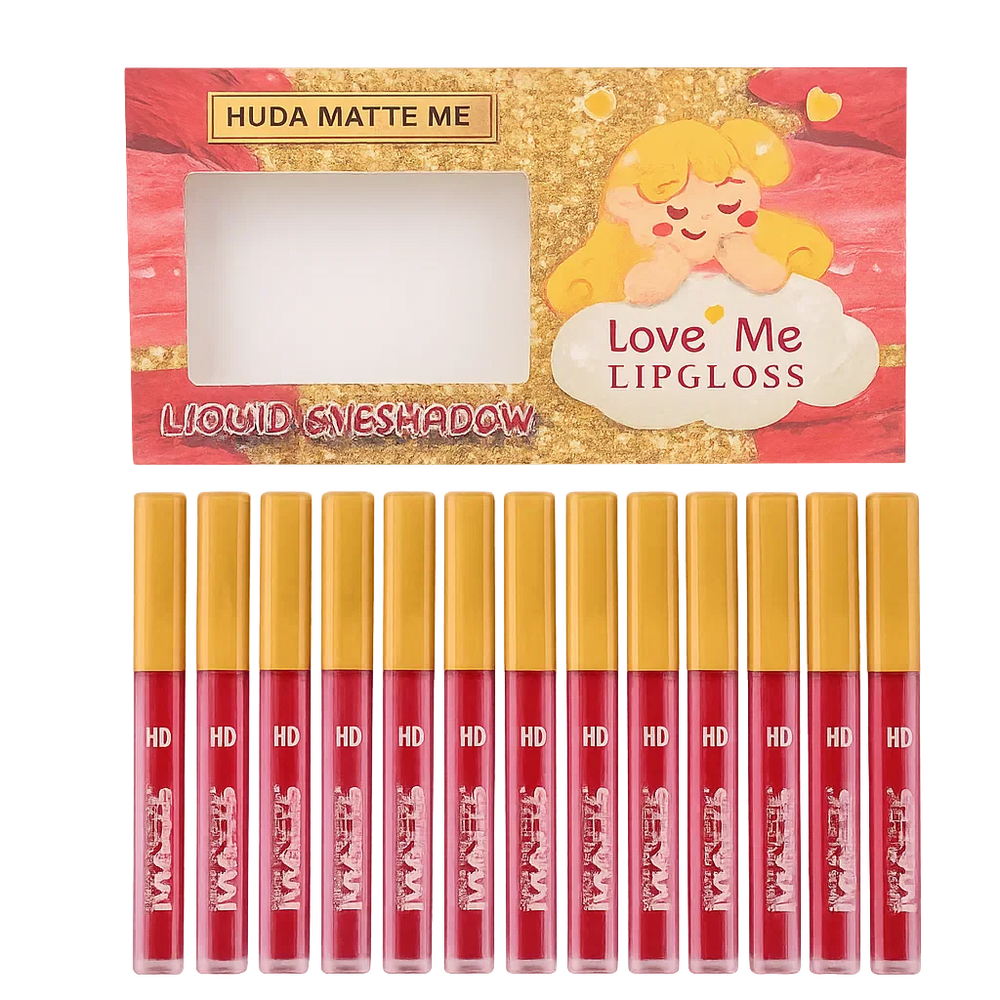 Huda Matte Me 12 Pcs Lip Gloss Pack Huda Matte Me