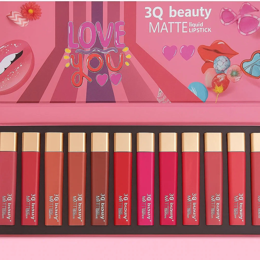 3Q Beauty Matte Lipgloss Set of 12 Shades 3Q Beauty