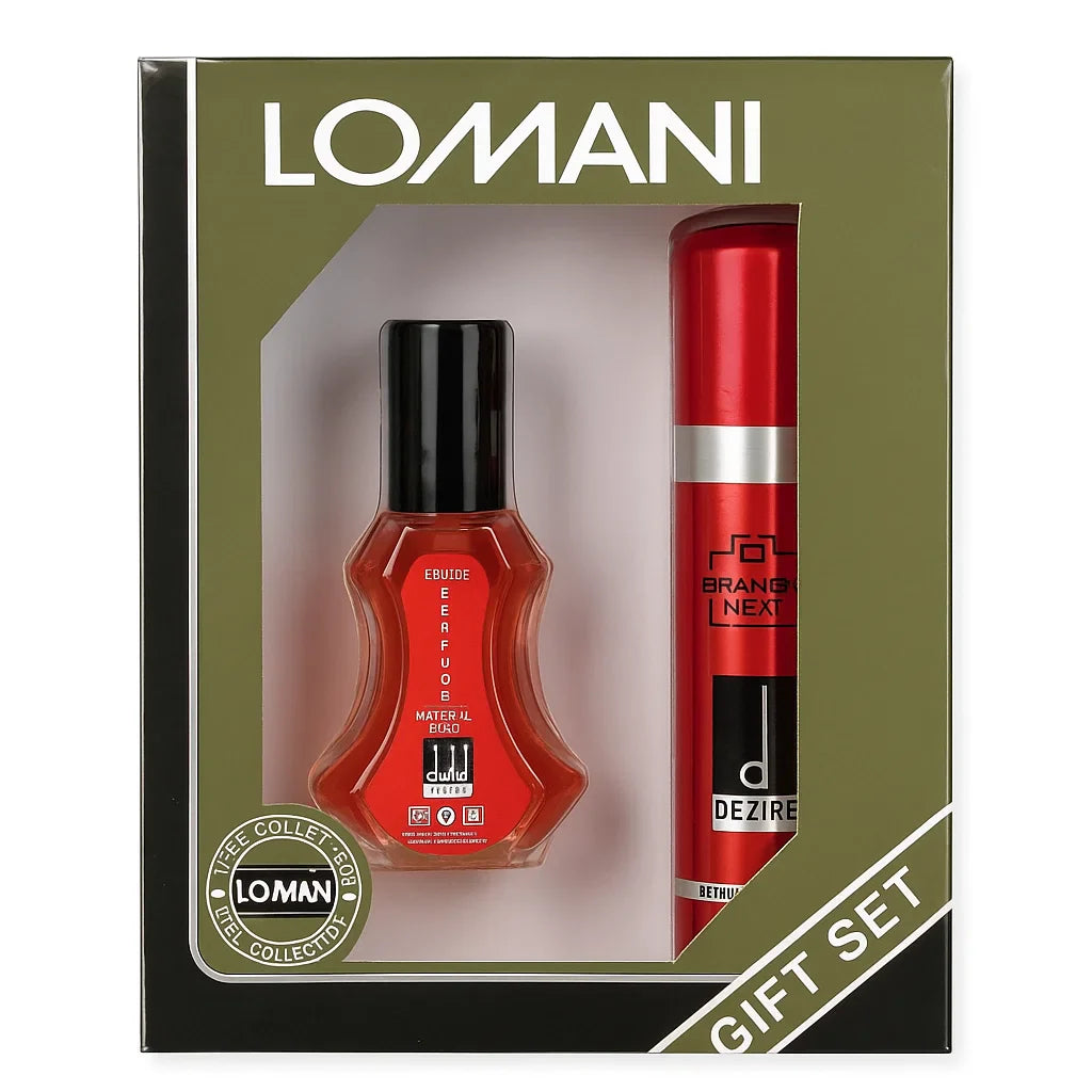 Lomani Dunhill Red Perfume & Body Spray Gift Set – 2 Piece Fragrance Lomani