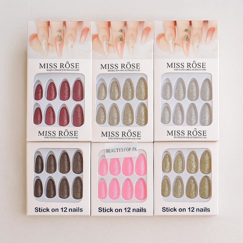 Stylish Miss Rose Stick-On Glitter Nails Miss Rose
