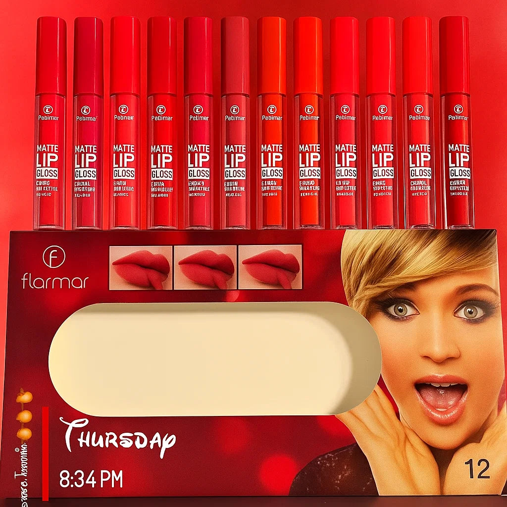 Fflomror Matte Lip gloss - 12 Pcs Fflomror