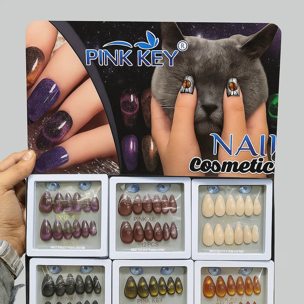 Pink Key Cat's Eye Artificial Nails PINK KEY
