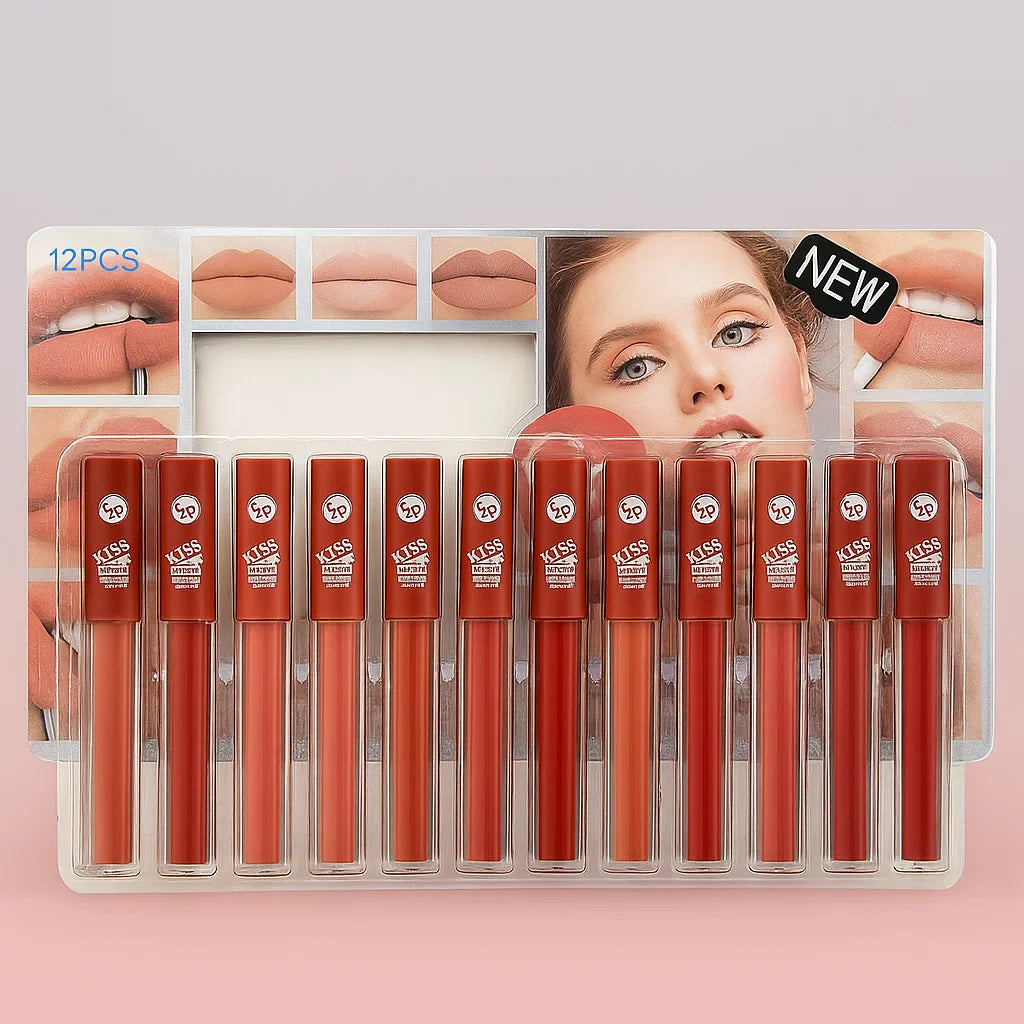 GR Kiss Matte Long Lasting Lip Glosses - 12 Pcs Set gr