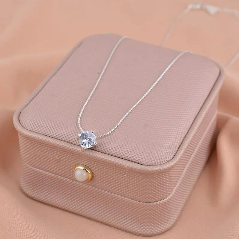 Stainless Steel Chain with Silver Stone Accent Cosmia