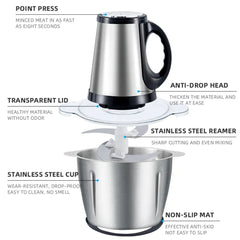 Silver Crest Stainless Steel Meat Chopper Machine Electric 4Blades Silver Crest
