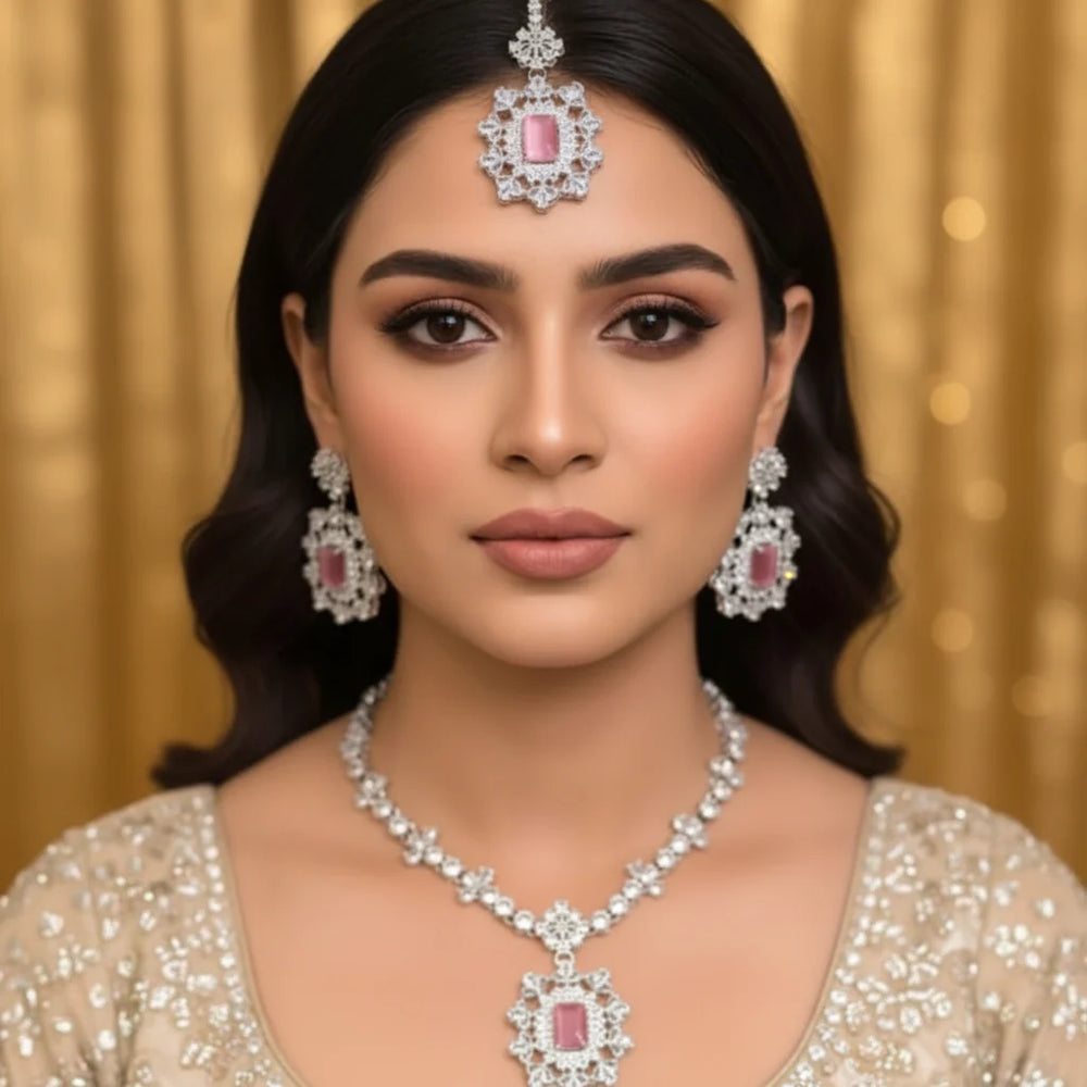 Rajwari Necklace Set Combo – Bracelet, Jhumki & Necklace Cosmia