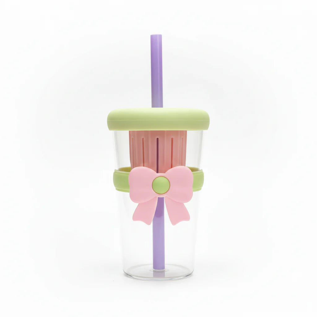 Glass Tumbler Cup with Lid and Straw Cosmia.pk