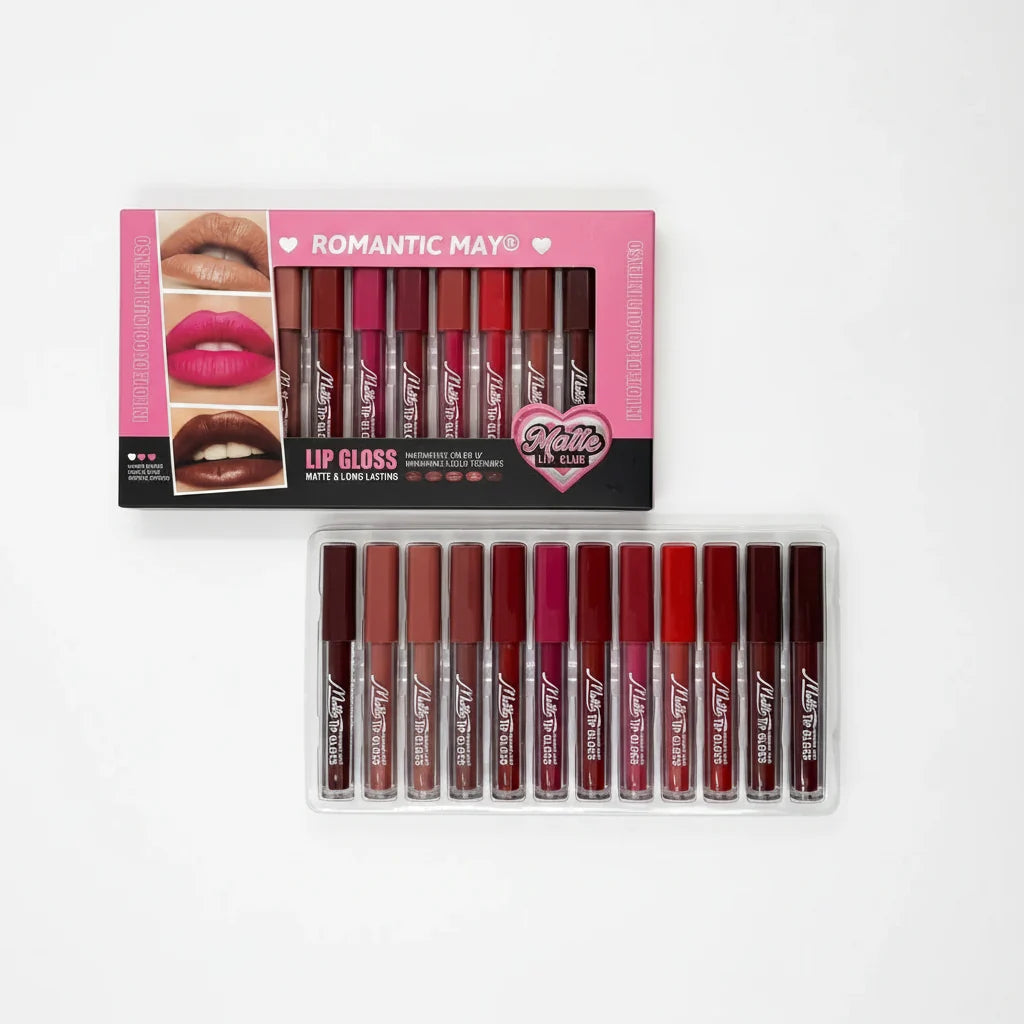 Romantic May Matte Lip Club Liquid Lip Gloss – 12 Piece Set Romantic May