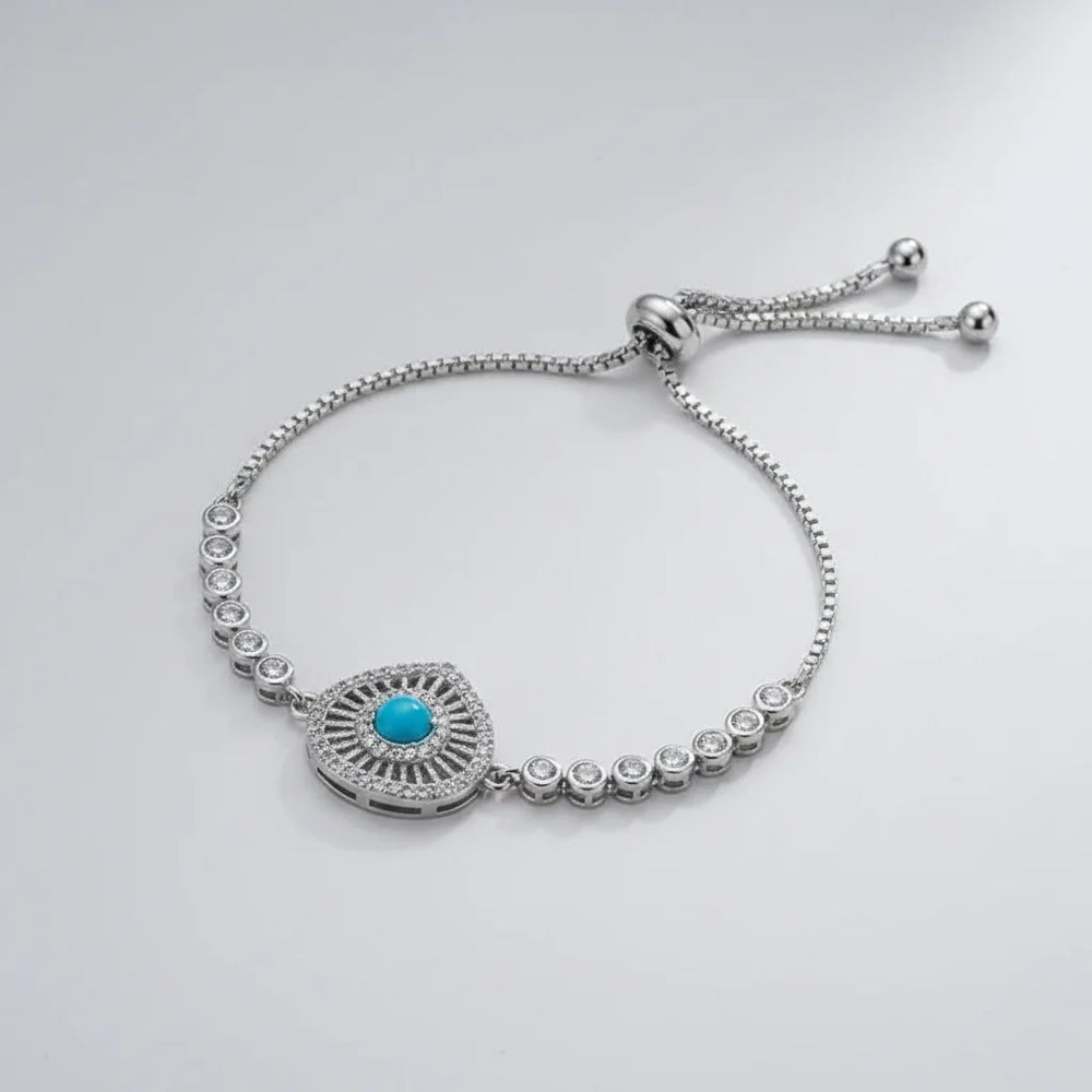 Diamond Halo Turquoise Eye Bracelet Cosmia.pk