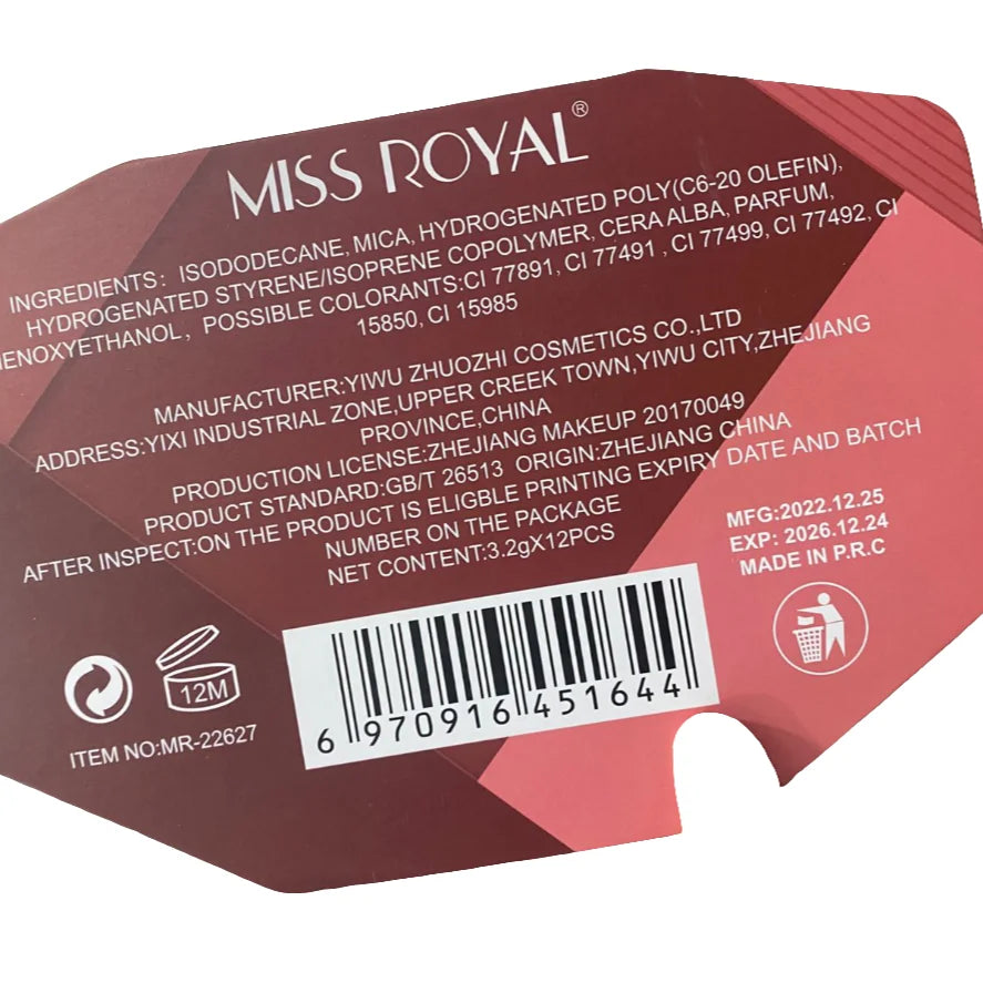 Miss Royal Matte Lip Gloss (12 pcs) Miss Royal
