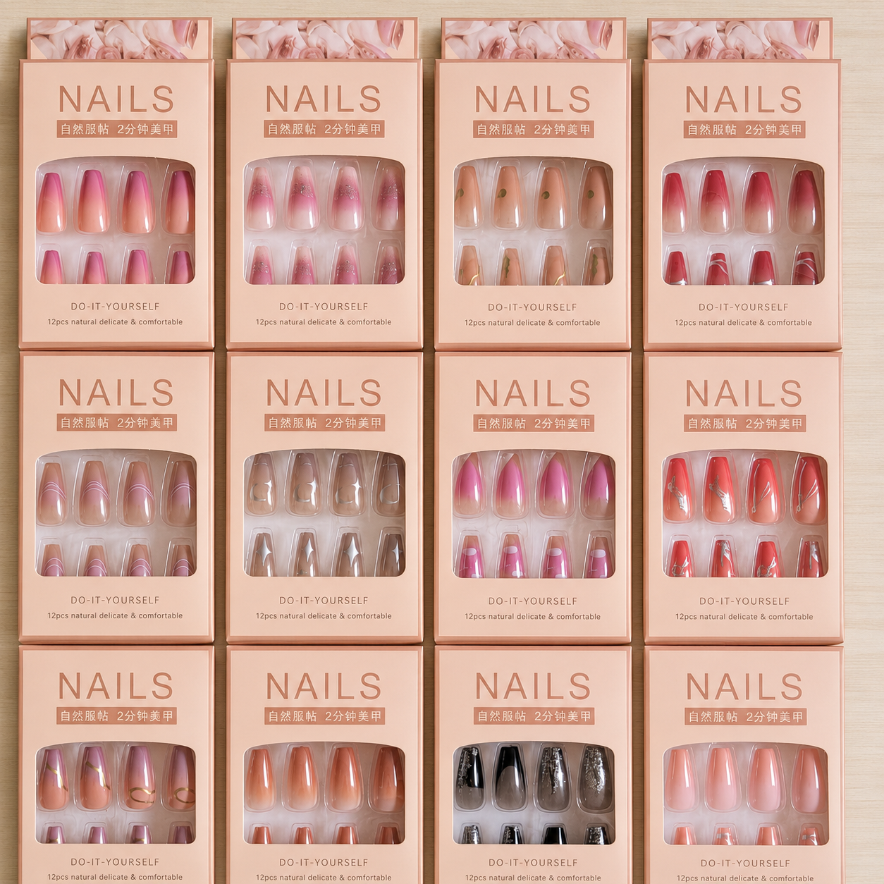 Luxury Gradient Press On Nails – 12Pcs Cosmia.pk