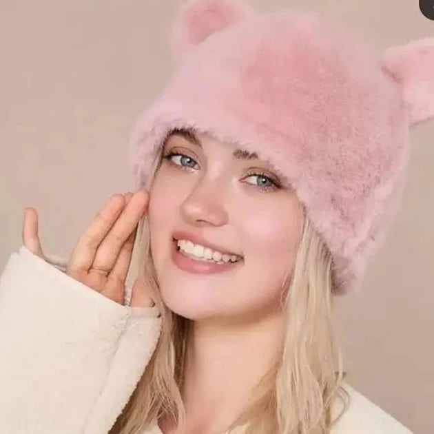 Bear Fur Woolen Cap (Random Colour) Cosmia.pk