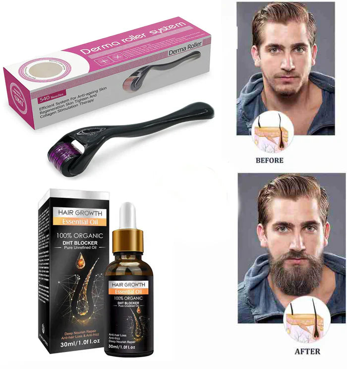 Pack Of 02 Hair Growth Oil Derma Roller - 0.55mm Cosmia.pk