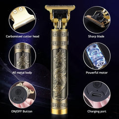 T9 Vintage Dragon Engraved Hair Trimmer - Each Daling