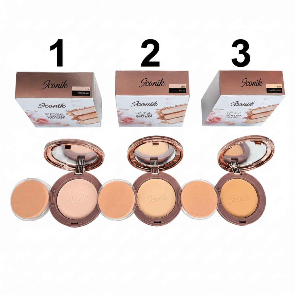 Iconik Rose Serum Matte Powder Foundation Compact Iconik