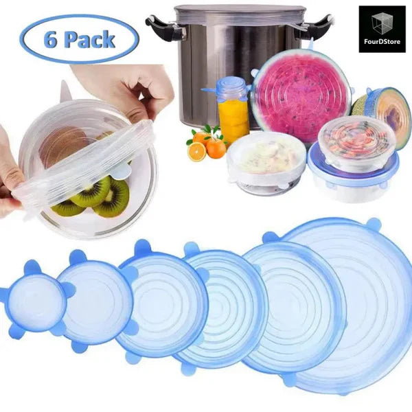 Silicone Lids Reusable Airtight Food Wrap - 6 Piece Cosmia.pk