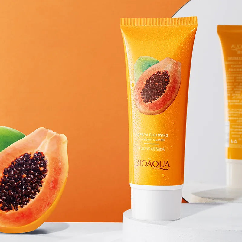 BIOAQUA Papaya Face Wash Moisturizing Shrink Pore Face Wash Foam Facial Cleanser - 100g Bioaqua