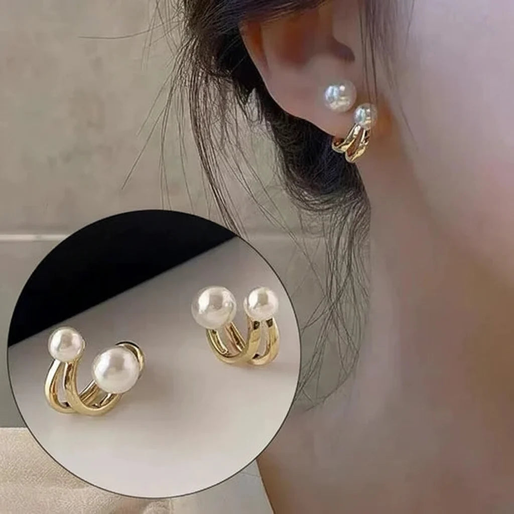 U-Shape Pearl Huggie Earrings - Each Cosmia.pk