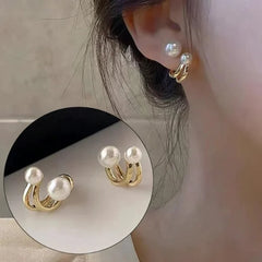 U-Shape Pearl Huggie Earrings - Each Cosmia.pk